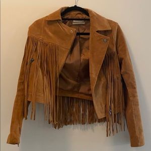 Urban Outfitters Suede Moto Fringe Jacket